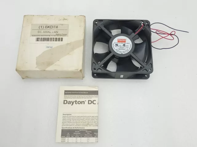 Dayton 108 Cfm Dc Axial Ventilateur 6KD74 24Volts 0.26A Impédance Protégé