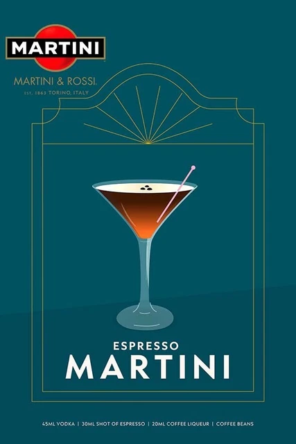 Poster Manifesto Locandina Pubblicità Stampa Vintage Aperitivo Martini 50x70 Cm.