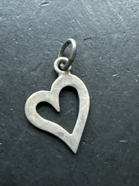 Pendentif Ancien Art Nouveau Argenté - Breloque Marteau Et Coeur Strass - Vintage