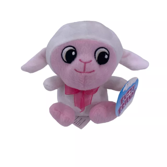 Fuzzy Friends Plush Lamb 5" Stuffed Animal Soft Toy White Pink New with Tags