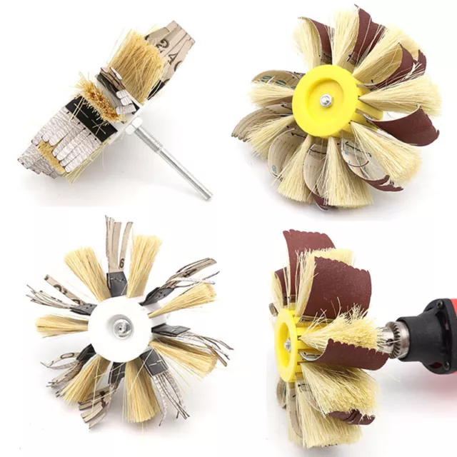 1/4'' Sisal & Sandpaper Sanding Flap Wheel Polishing Shank fit Drill Rust Paint