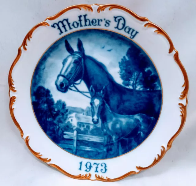 1973 Dresden Mother's Day Horse and Foal Collector's Plate 8.25"