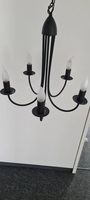 LANDHAUS KRONLEUCHTER KERZENDESIGN (IKEA Molnig, schwarz 5armig) EUR