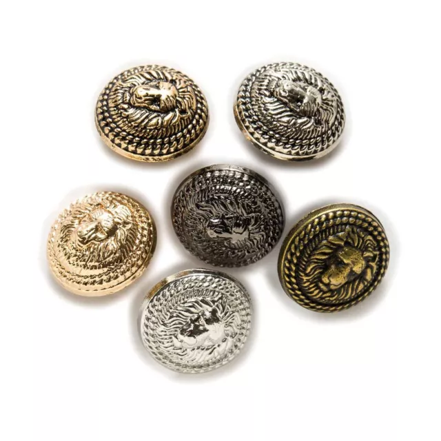 Metal Lion Shank Buttons - Jackets Uniform Suit Sewing Round Retro Button 5pcs