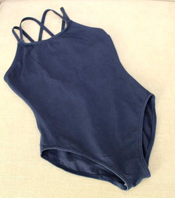 Capezio BLUE STRAPPY LEOTARD sz 8 10 Girls Dance Tap Jazz Ballet Leo Medium M