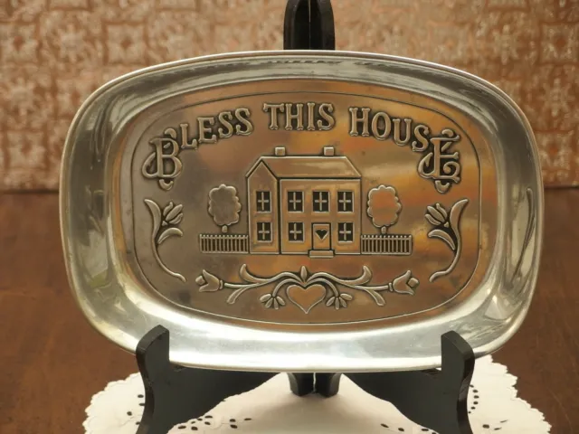 VTG "BLESS THIS HOUSE" Bread Tray w/Embossed House by WILTON made in USA, PREOWN