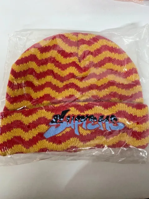 Supreme Zig Zag Stripe Beanie Red NEW 100% Authentic 🚚✅