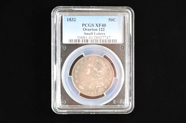 1832 Capped Bust Half Dollar PCGS XF40 Overton 122 Small Letters