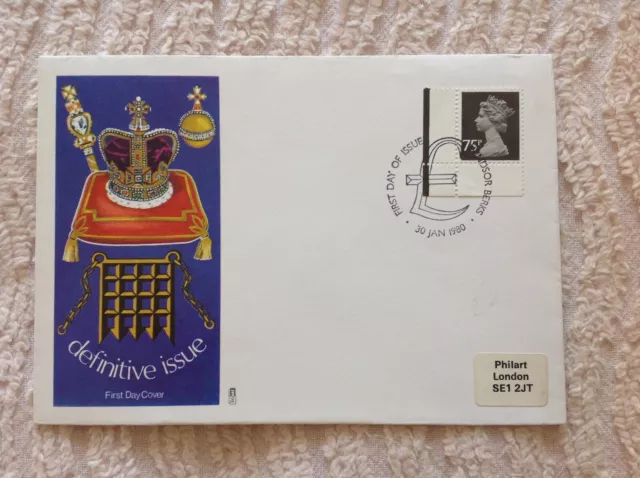 GB Definitive Issue 1980  First Day Cover , £ Windsor pmk. Free UK P&P