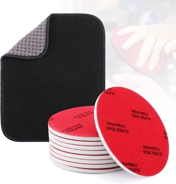 9PCS Bowling Ball Sanding Pad Set 500, 1000, 2000 grit Microfiber Bowling Towel