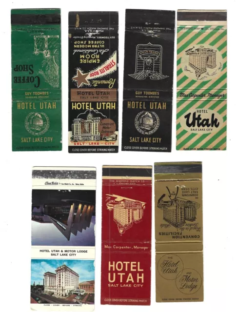 7 Hotel Utah - Salt Lake City  Matchcovers   Old