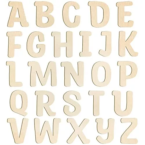 Thin Wooden Letters 1-1/2-inch Natural 26-piece 