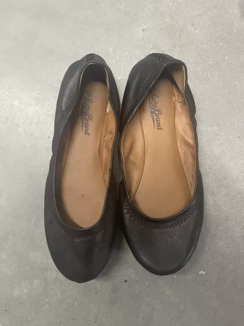 Lucky Brand Women's Shoes 6.5 Emmie Ballet Flats  Black Leather Slip On