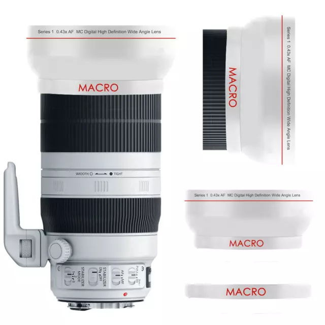 WHITE LINE  WIDE LENS + MACRO LENS FOR Canon EF 100-400mm f/4.5-5.6L IS II USM