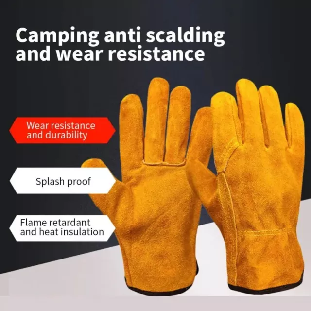 Premium Yellow Leather Safety Work Gloves Leather Rigger Gloves Gardening Glove