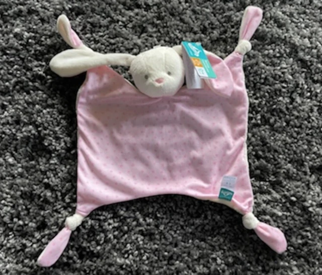 Tesco Carousel Bunny Rabbit Cream & Pink Stars Soft Comforter Baby Blankie Bnwt