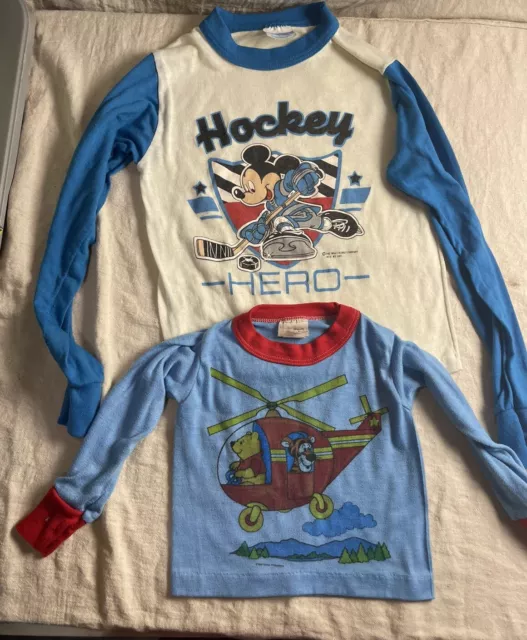 Vintage 1980s Pajamas Tops Jammies PJs Pooh Tigger Disney Mickey Mouse Rare Lot