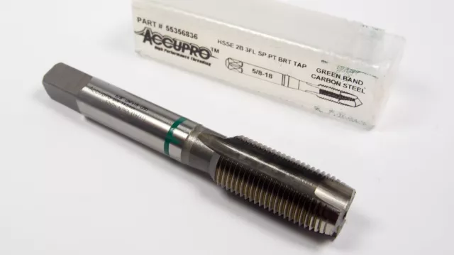 Plug Spiral Point Tap 5/8-18 2B 4FL HSSE UNF Green Band