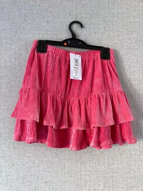 Marks and Spencer M&S Girls Pink Skirt Age 13 - 14 Pink Party Elasticated Velvet