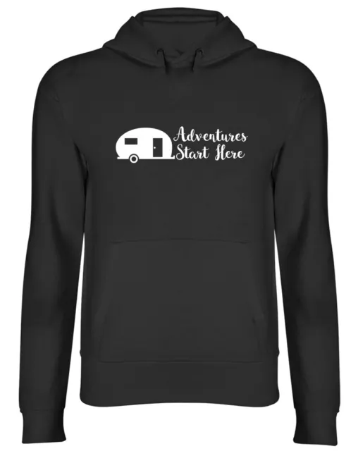 Adventures Start Here Caravan Hooded Top Mens Womens Ladies Unisex Hoodie