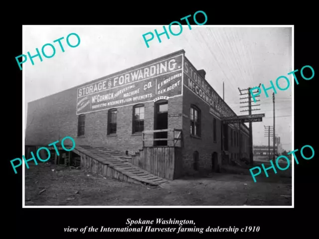 OLD 8x6 HISTORIC PHOTO OF SPOKANE WASHINGTON McCORMICK HARVESTER STORE c1910
