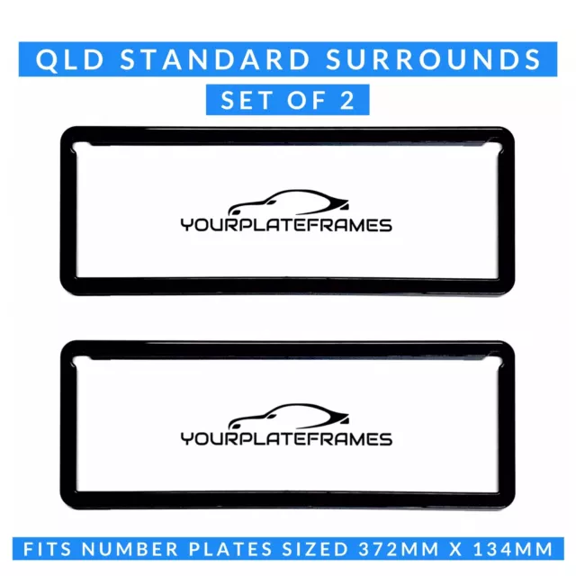 SA Standard Number Plate Surrounds Frames Black Set Front & Rear 371mm X 133mm