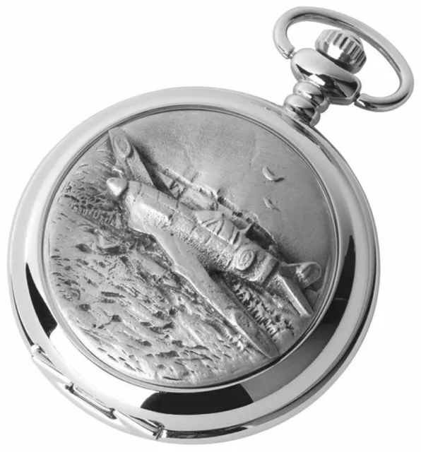 Woodford Mens Hurricane Chrome Plated Full Hunter Quartz Pocket Watch - Silver