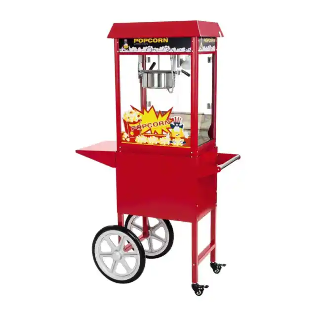Popcornmaschine Popcornmaker Popcornautomat 1600W 5Kg H Rot Mit Wagen Retro
