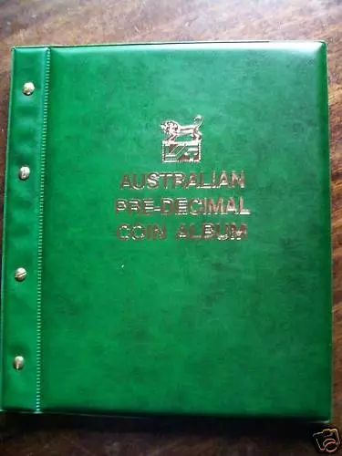 VST AUSTRALIAN PRE-DECIMAL 1910-1964 COIN ALBUM GREEN COLOUR BINDER + Mintages