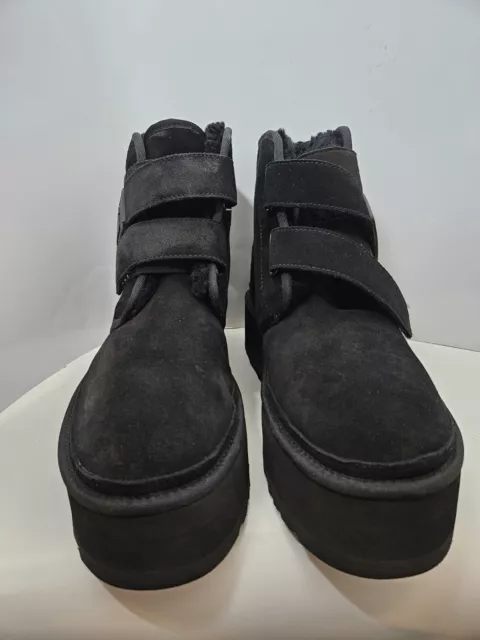 UGG NEUMEL PLATFORM Black Suede Wool Double Strap Ankle Boots Size 11 ...
