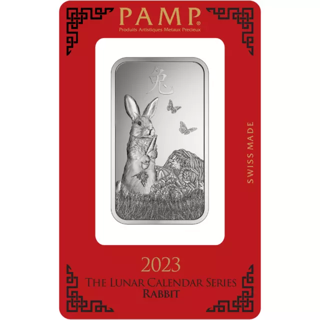 2023 1 oz Fine Silver Bar 999 - PAMP Suisse Lunar Rabbit