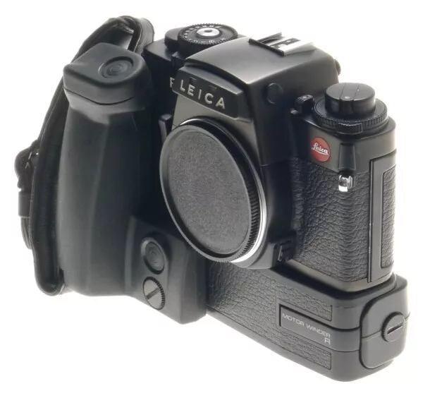 LEITZ R6 BLACK CLEAN SLR 35mm FILM CAMERA BODY WITH MOTOR WINDER LEICA HAND GRIP 3