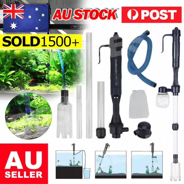 Fish Tank Cleaner Battery Syphon Change Pump Water Filter Aquarium Vacuum Gravel