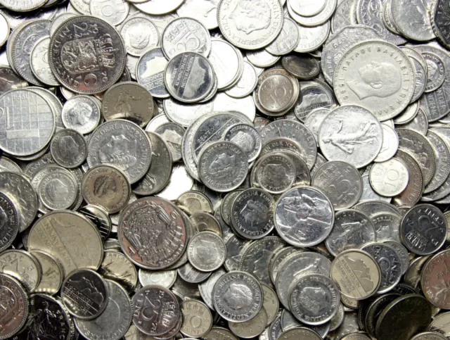 Konvolut Kiloware Münzen - Reines Nickel - Gulden Franc Cent LOT 1 KILOGRAMM Kg
