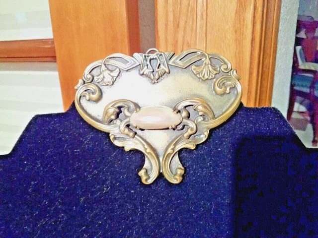 Antique Early 20th Century Brooch from C.R. Hettel: Mother of Pearl Centerpiece