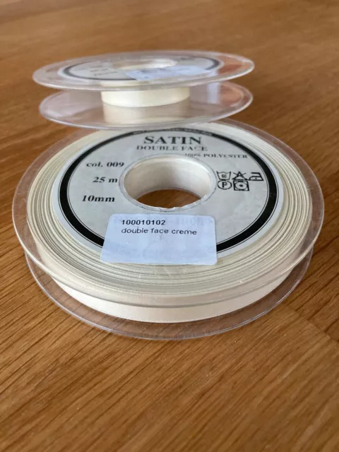 10 mm/25m Satinband Schleife Band Dekoband Geschenkband Schleifenband CREME