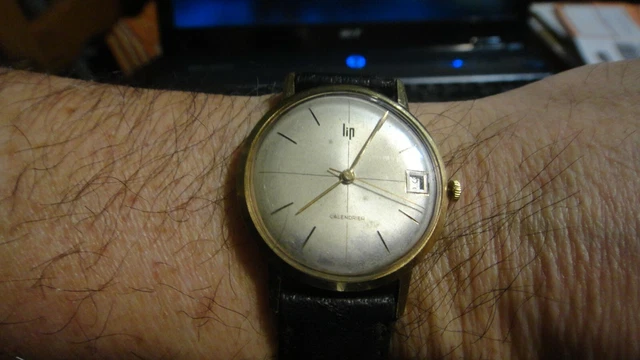 TR S RARE MONTRE Lip OR calendrier 18 carats 18k t te aigle R136C