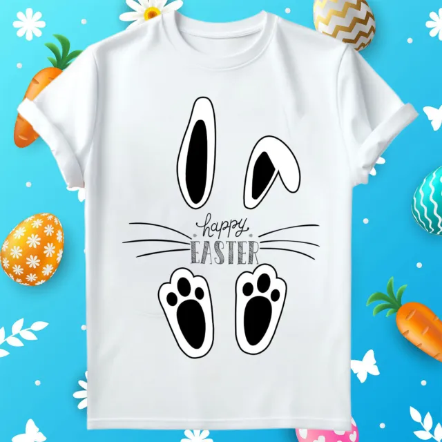 Hoppy Easter Bunny T-Shirt Kids Childrens Cute Cool Novelty Happy Egg Tee Top#ED
