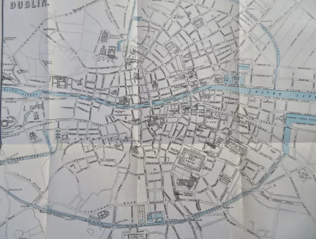 Dublin Ireland 1874 uncommon Detailed Tourist city plan map hand colored