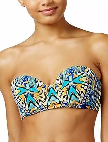 Bar III MULTI Monarchy Printed Underwire Bikini Swim Top, US X-Small