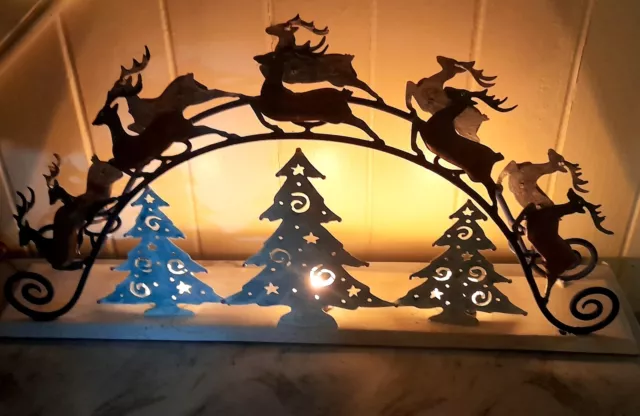Christmas Reindeer tea light candle holder decoration seasonal gift