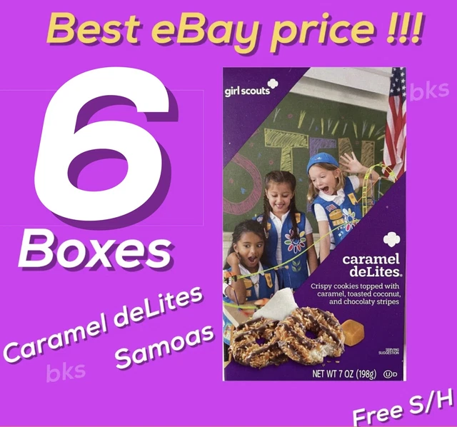 6 BOXES Girls Scout Cookies Samoas Caramel Delites chocolate coconut