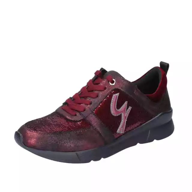 scarpe donna GATTINONI sneakers bordeaux paillettes pelle sintetica BE521