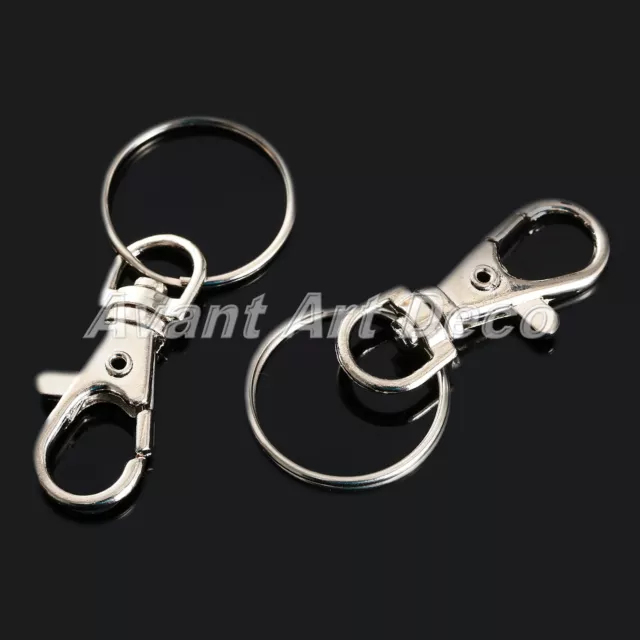 10Pcs DIY Findings Silver Lobster Clasps Snap Hooks Trigger Clips Key Ring Chain