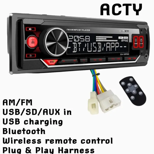 12V Honda Acty Plug & Play 6 /4 Harness Stereo Radio FM Bluetooth USB