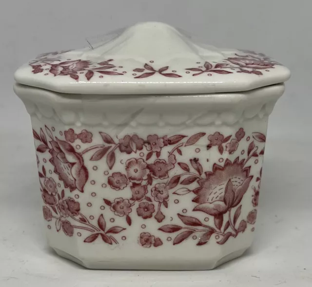 Vintage 1950 Syracuse China Econo-Rim Roxbury Red Covered Sugar Container