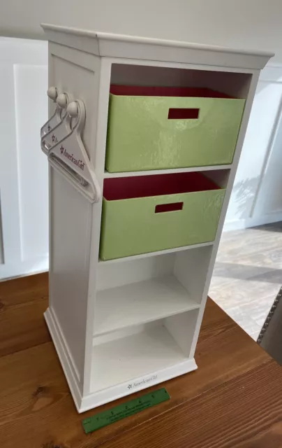 American Girl White Storage Tower Cabinet  Bins, Armoire w/hangers  Retired