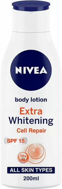 NIVEA Body Lotion, Extra Whitening Cell Repair, SPF 15 & 50x Vitamin C, 200 ml