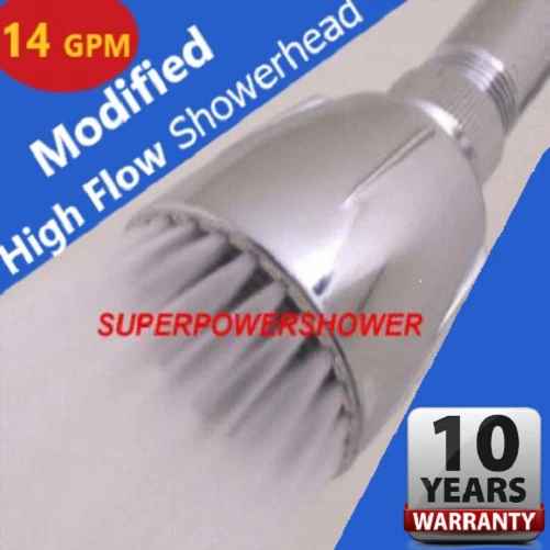 ORIGINAL MODIFIED HIGH FLOW SHOWER HEAD * 14 GPM Soft High Pressure