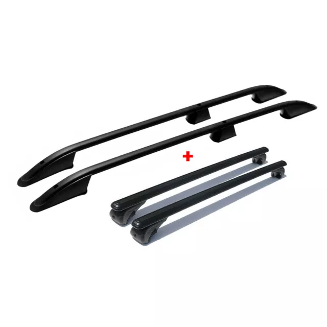 Dachreling + Dachträger SET für Renault Kangoo 1997-2008 Aluminium Schwarz 4tlg